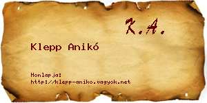 Klepp Anikó névjegykártya